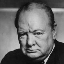 This is a photograph of Winston Churchill looking a bit miserable.  