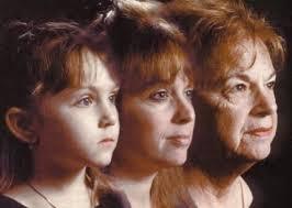 This is a picture of the same person at three stages of life: as a young girl, an adult and an elder.