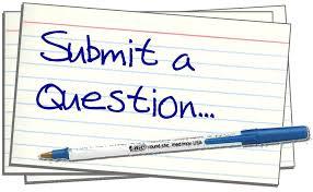 A pen and note card that says, "Submit a Question."