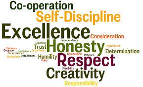 This is a decorative and colorful listing of many virtues such as honesty, self-discipline and respect.